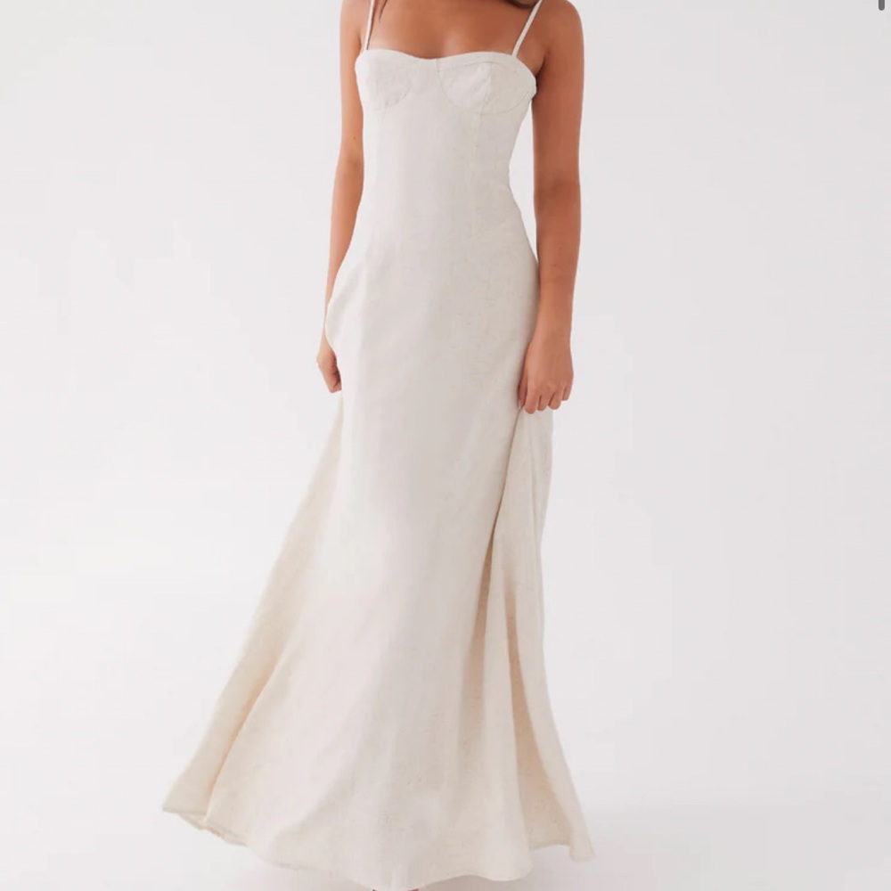 Peppermayo Exclusive - Angelina Linen Maxi Dress - Oatmeal